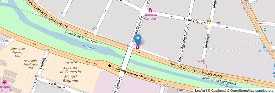 Mapa de ubicacion de Farmacia Castelar en الأرجنتين, Córdoba, Departamento Capital, Pedanía Capital, Córdoba, Municipio De Córdoba.
