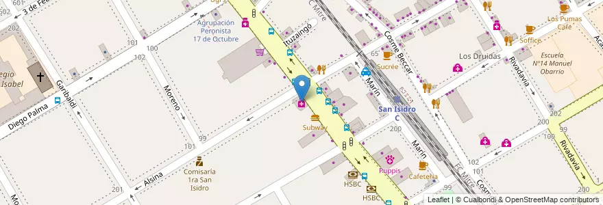 Mapa de ubicacion de Farmacia Centenario en Argentina, Provincia Di Buenos Aires, Partido De San Isidro, San Isidro.