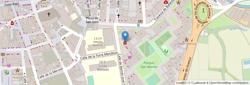 Mapa de ubicacion de Farmacia Chacon en Spanien, Aragonien, Huesca, Hoya De Huesca / Plana De Uesca, Huesca.