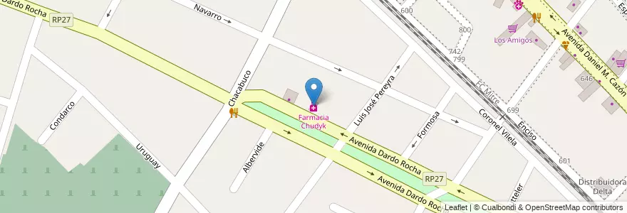 Mapa de ubicacion de Farmacia Chudyk en アルゼンチン, ブエノスアイレス州, Partido De Tigre, Tigre.