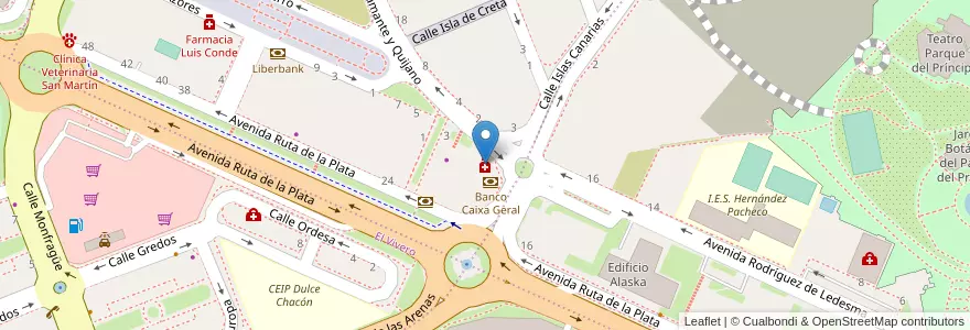 Mapa de ubicacion de Farmacia Claros en Spanje, Extremadura, Cáceres, Cáceres, Cáceres.