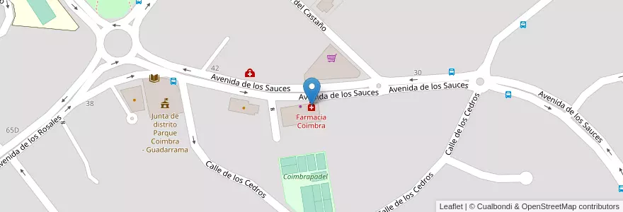 Mapa de ubicacion de Farmacia Coímbra en スペイン, マドリード州, Comunidad De Madrid, Área Metropolitana De Madrid Y Corredor Del Henares, Móstoles.