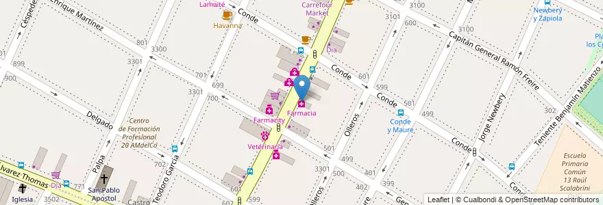 Mapa de ubicacion de Farmacia, Colegiales en Arjantin, Ciudad Autónoma De Buenos Aires, Buenos Aires.