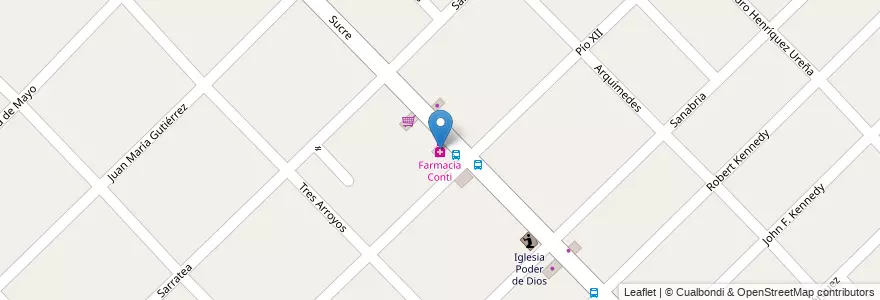 Mapa de ubicacion de Farmacia Conti en Argentinië, Buenos Aires, Partido De Malvinas Argentinas, Villa De Mayo.