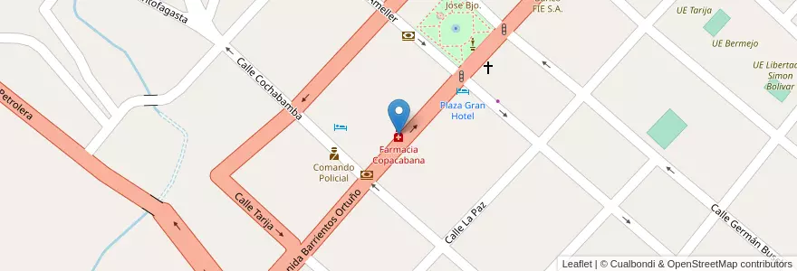 Mapa de ubicacion de Farmacia Copacabana en Bermejo.