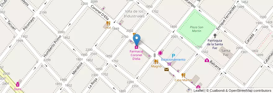 Mapa de ubicacion de Farmacia Coronel D'elia en Аргентина, Буэнос-Айрес, Partido De Lanús, Lanús Oeste.