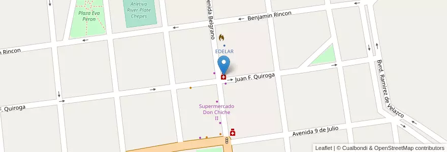 Mapa de ubicacion de Farmacia Cristal en Arjantin, La Rioja, Departamento Rosario Vera Peñaloza, Chepes.