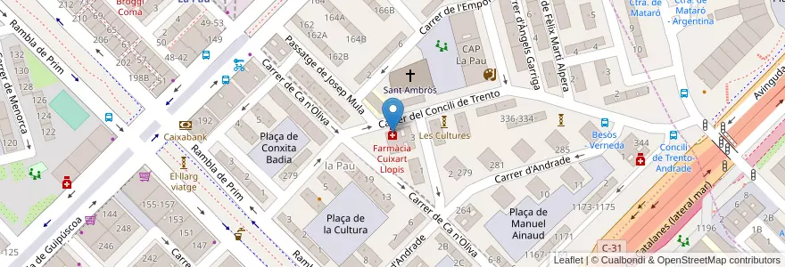 Mapa de ubicacion de Farmàcia Cuixart Llopis en Spagna, Catalunya, Barcelona, Barcelonès, Barcelona.