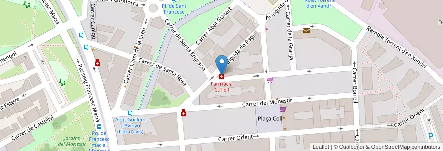 Mapa de ubicacion de Farmàcia Cullell en Espagne, Catalogne, Barcelone, Vallais-Occidental, Sant Cugat Del Vallès.