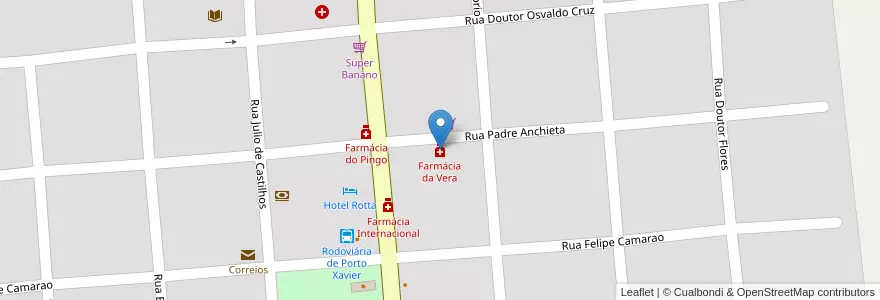 Mapa de ubicacion de Farmácia da Vera en Brazilië, Regio Zuid, Rio Grande Do Sul, Região Geográfica Intermediária De Ijui, Região Geográfica Imediata De Cerro Largo, Porto Xavier.