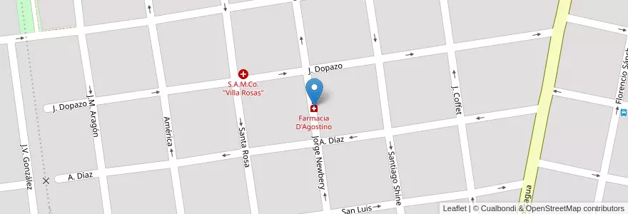 Mapa de ubicacion de Farmacia D'Agostino en アルゼンチン, サンタフェ州, Departamento Castellanos, Municipio De Rafaela.
