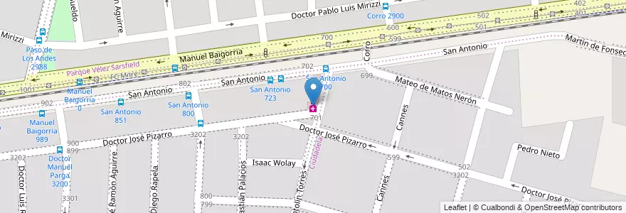 Mapa de ubicacion de Farmacia Dalas en Аргентина, Кордова, Departamento Capital, Pedanía Capital, Córdoba, Municipio De Córdoba.