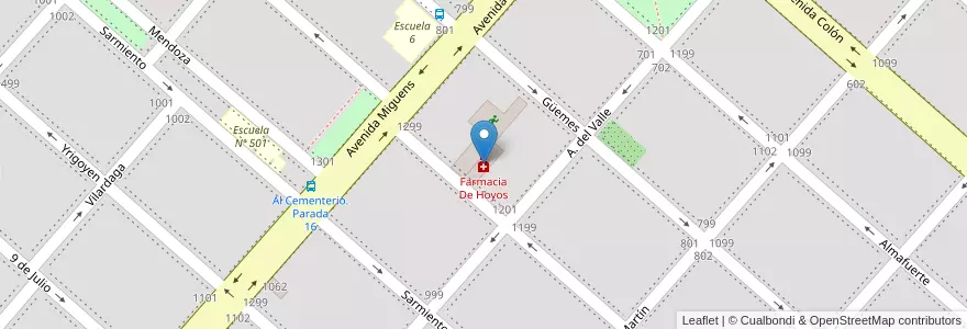 Mapa de ubicacion de Farmacia De Hoyos en 阿根廷, 布宜诺斯艾利斯省, Partido De Ayacucho, Ayacucho.