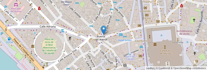 Mapa de ubicacion de Farmacia del Arenal en اسپانیا, Andalucía, Sevilla, Sevilla.