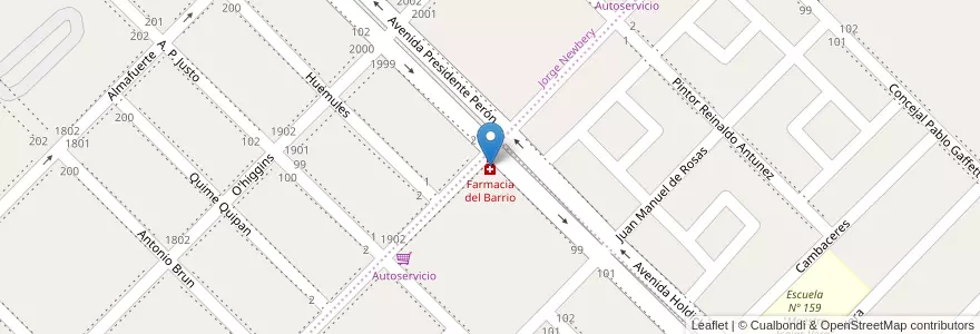 Mapa de ubicacion de Farmacia del Barrio en Argentina, Cile, Chubut, Departamento Futaleufú, Esquel.
