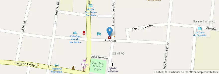 Mapa de ubicacion de Farmacia del divino niño en アルゼンチン, カタマルカ州, Departamento Tinogasta, Municipio De Fiambalá, Fiambala.