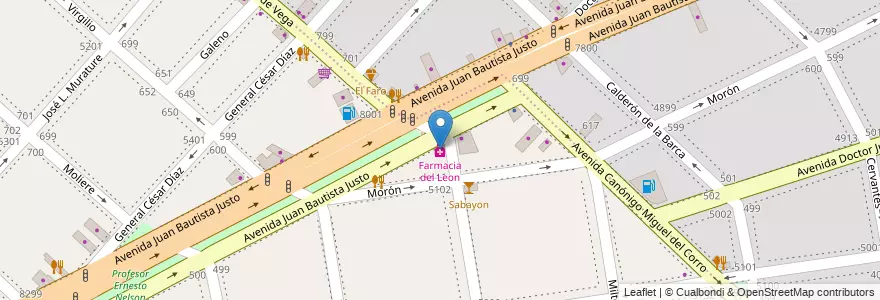 Mapa de ubicacion de Farmacia del Leon, Villa Luro en 阿根廷, Ciudad Autónoma De Buenos Aires, 布宜诺斯艾利斯, Comuna 10.