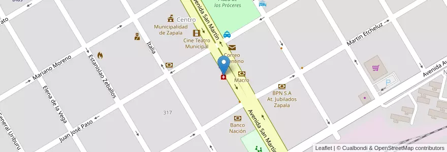 Mapa de ubicacion de Farmacia del Pueblo en Argentina, Cile, Provincia Di Neuquén, Departamento Zapala, Zapala, Zapala.