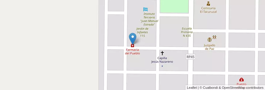 Mapa de ubicacion de Farmacia del Pueblo en アルゼンチン, チャコ州, Departamento Quitilipi, Municipio De Quitilipi, Villa Rural El Palmar.