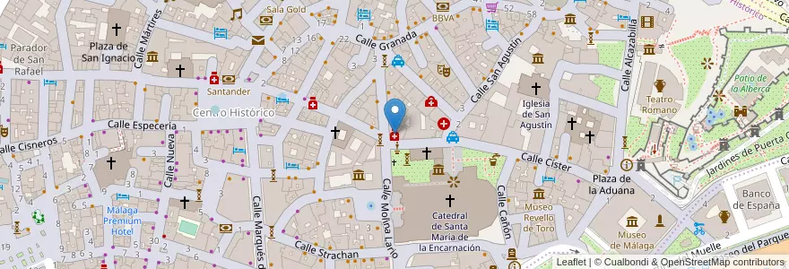 Mapa de ubicacion de Farmacia Del Sagrario en Espagne, Andalousie, Malaga, Málaga-Costa Del Sol, Málaga.