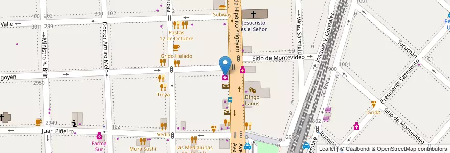 Mapa de ubicacion de Farmacia del Sur en Argentine, Province De Buenos Aires, Partido De Lanús, Lanús Oeste.