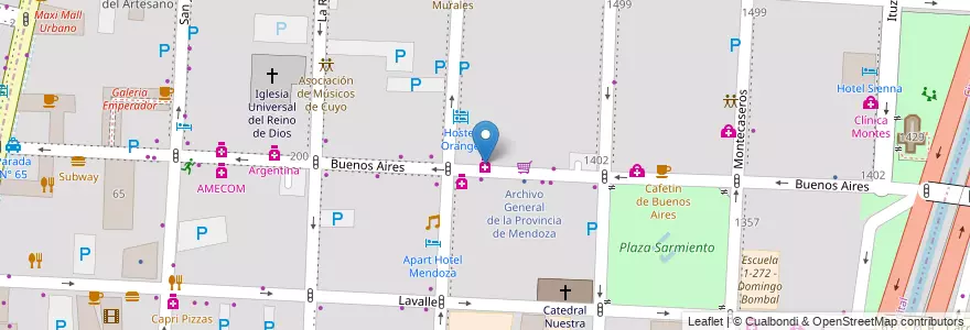 Mapa de ubicacion de Farmacia Del Trabajo en 아르헨티나, 칠레, Mendoza, Departamento Capital, Ciudad De Mendoza, Sección 3ª Parque O'Higgins.