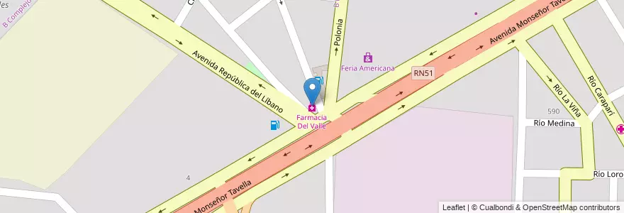 Mapa de ubicacion de Farmacia Del Valle en Argentinië, Salta, Capital, Municipio De Salta, Salta.