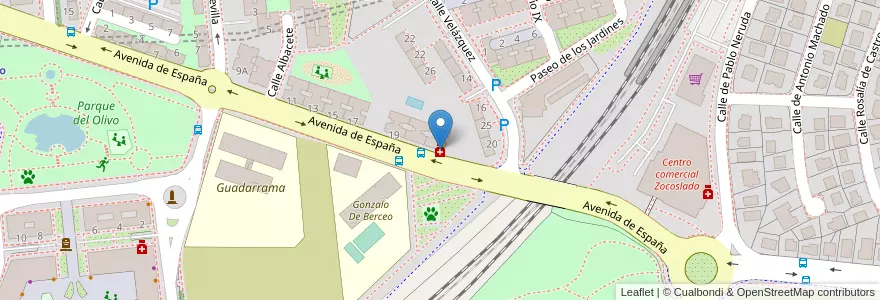 Mapa de ubicacion de Farmacia Domercq Jiménez en إسبانيا, منطقة مدريد, منطقة مدريد, Área Metropolitana De Madrid Y Corredor Del Henares, Coslada.