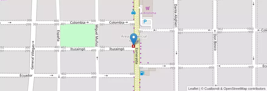 Mapa de ubicacion de Farmacia Don Bosco en Argentina, Chile, Río Negro, Cipolletti, Departamento General Roca.