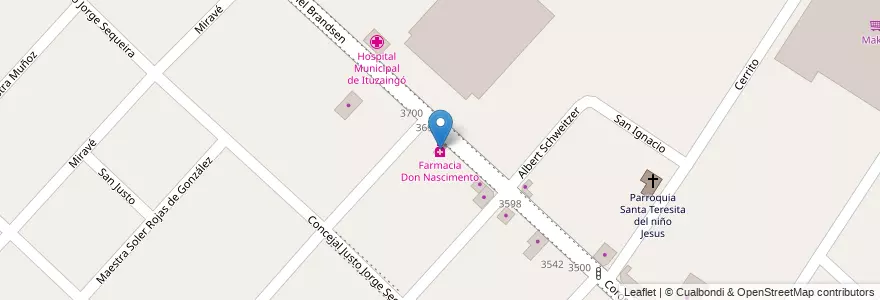 Mapa de ubicacion de Farmacia Don Nascimento en Arjantin, Buenos Aires, Partido De Ituzaingó.