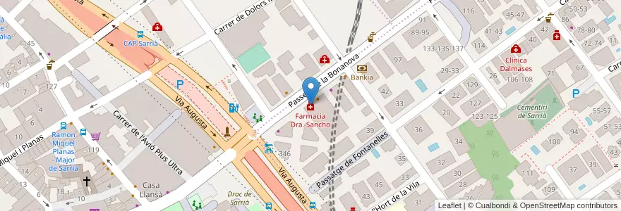 Mapa de ubicacion de Farmacia Dra. Sancho en İspanya, Catalunya, Barcelona, Barcelonès, Barcelona.