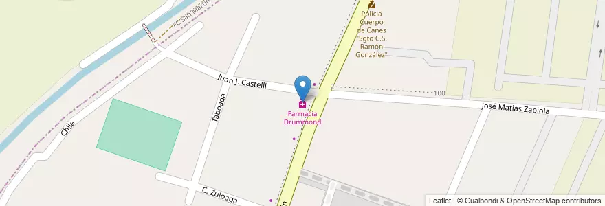 Mapa de ubicacion de Farmacia Drummond en Аргентина, Чили, Мендоса, Departamento Luján De Cuyo, Luján De Cuyo, Distrito Mayor Drummond.