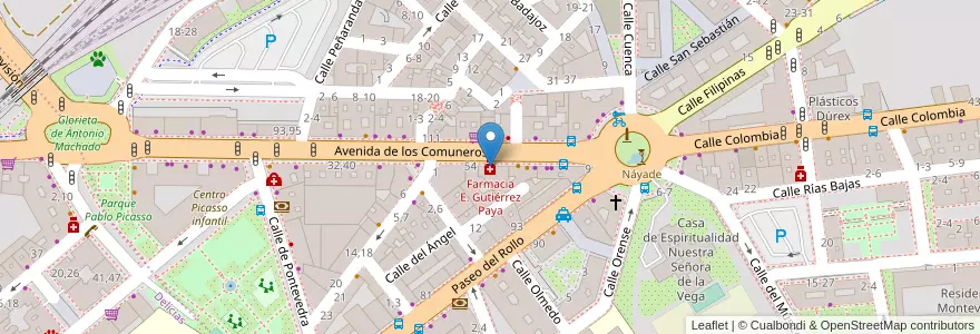 Mapa de ubicacion de Farmacia E. Gutiérrez Paya en إسبانيا, قشتالة وليون, شلمنقة, دائرة شلمنقة, شلمنقة.