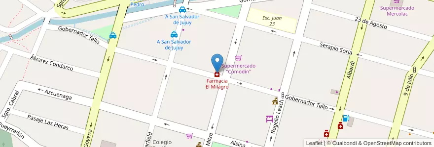 Mapa de ubicacion de Farmacia El Milagro en Аргентина, Жужуй, Departamento San Pedro, Municipio De San Pedro De Jujuy.