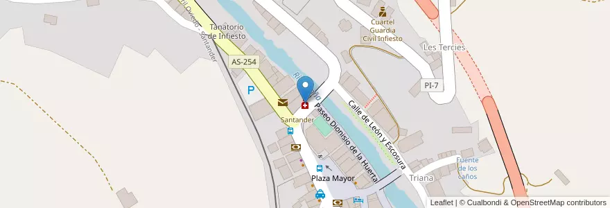 Mapa de ubicacion de Farmacia el Puente en Spanje, Asturië, Asturië, Piloña.