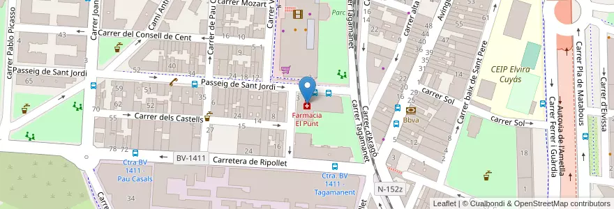 Mapa de ubicacion de Farmacia El Punt en 西班牙, Catalunya, Barcelona, Vallès Occidental, Montcada I Reixac.