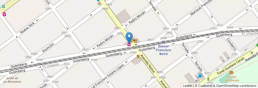 Mapa de ubicacion de Farmacia El Turia, Agronomia en Аргентина, Буэнос-Айрес, Буэнос-Айрес, Comuna 11, Comuna 15.