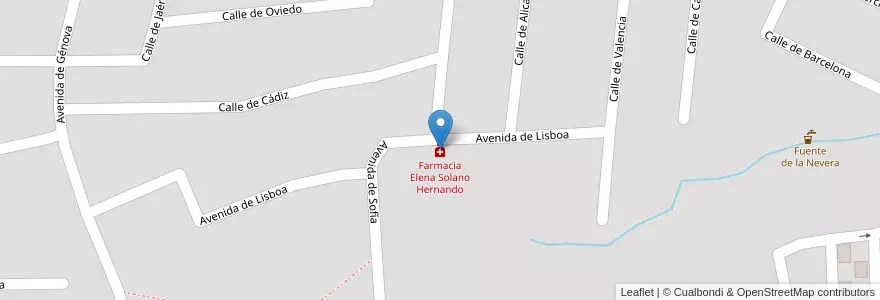 Mapa de ubicacion de Farmacia Elena Solano Hernando en إسبانيا, قشتالة-لا مانتشا, وادي الحجارة, إل كاسار.