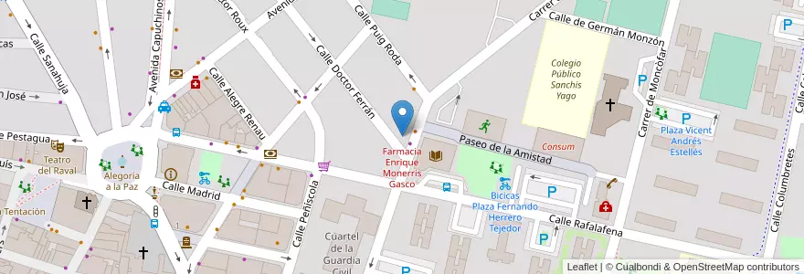 Mapa de ubicacion de Farmacia Enrique Monerris Gasco en Испания, Валенсия, Кастельон, La Plana Alta, Кастельон-Де-Ла-Плана.
