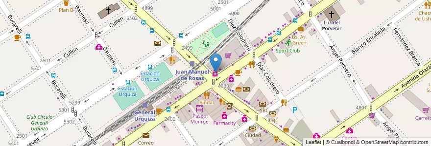 Mapa de ubicacion de Farmacia Estación, Villa Urquiza en Argentine, Ciudad Autónoma De Buenos Aires, Comuna 12, Buenos Aires.