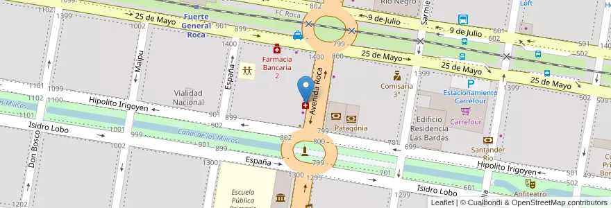 Mapa de ubicacion de Farmacia Estuardo Romero en 아르헨티나, 리오네그로주, General Roca, Departamento General Roca, General Roca.