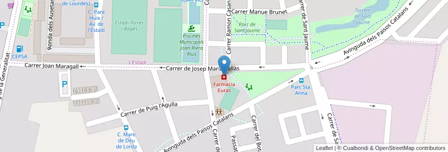 Mapa de ubicacion de Farmàcia Euras en 西班牙, Catalunya, Barcelona, Osona, Vic.