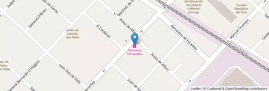 Mapa de ubicacion de Farmacia Fernandez en アルゼンチン, ブエノスアイレス州, Partido De Hurlingham, Hurlingham.