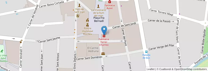 Mapa de ubicacion de Farmàcia Ferrer Chambó en España, Catalunya, Barcelona, Osona, Manlleu.