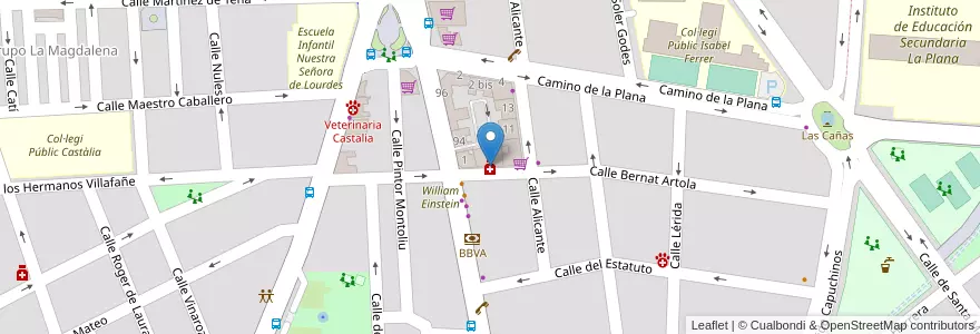 Mapa de ubicacion de Farmacia Fibla Traver y Otro C.B en スペイン, バレンシア州, Castelló / Castellón, La Plana Alta, Castelló De La Plana.