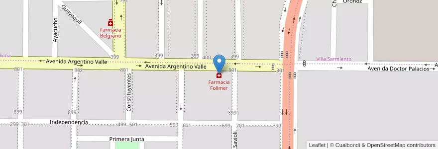 Mapa de ubicacion de Farmacia Follmer en Аргентина, Ла-Пампа, Municipio De Santa Rosa, Departamento Capital, Santa Rosa.