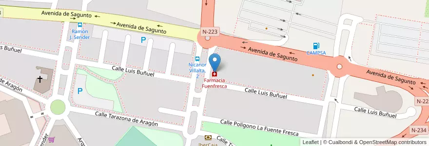 Mapa de ubicacion de Farmacia Fuenfresca en スペイン, アラゴン州, テルエル, Comunidad De Teruel, テルエル.