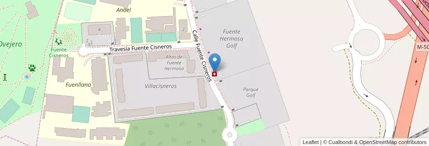Mapa de ubicacion de Farmacia Fuente Cisneros en اسپانیا, بخش خودمختار مادرید, بخش خودمختار مادرید, Área Metropolitana De Madrid Y Corredor Del Henares, Alcorcón.