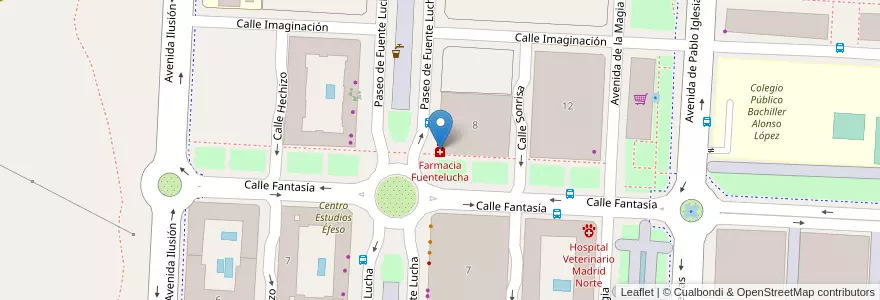 Mapa de ubicacion de Farmacia Fuentelucha en Espagne, Communauté De Madrid, Communauté De Madrid, Área Metropolitana De Madrid Y Corredor Del Henares, Alcobendas.