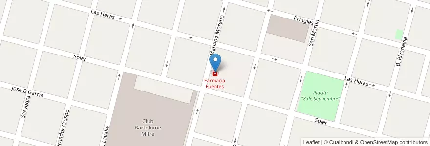 Mapa de ubicacion de Farmacia Fuentes en Arjantin, Santa Fe, Departamento Las Colonias, Municipio De Esperanza, Esperanza.
